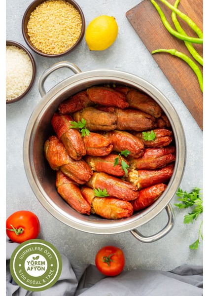 Yörem Afyon Afyon Yöresinden Anadolu Tencerelerinin Kırmızı Gülü Hakiki Kurutulmuş Dolmalık Köy Biberi | 25 Adet modelleri