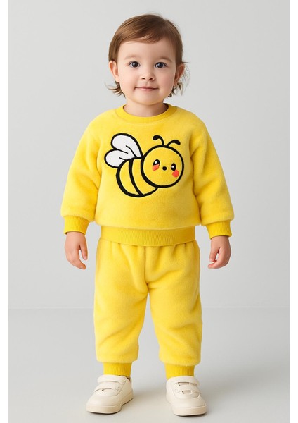 Unisex Kışlık Welsoft Arı Nakışlı Takım - Sarı