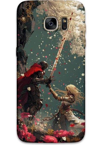 Galaxy S7 Edge Uyumlu Retro Desenli Telefon Kılıfı + Ekran Koruyucu - 5838