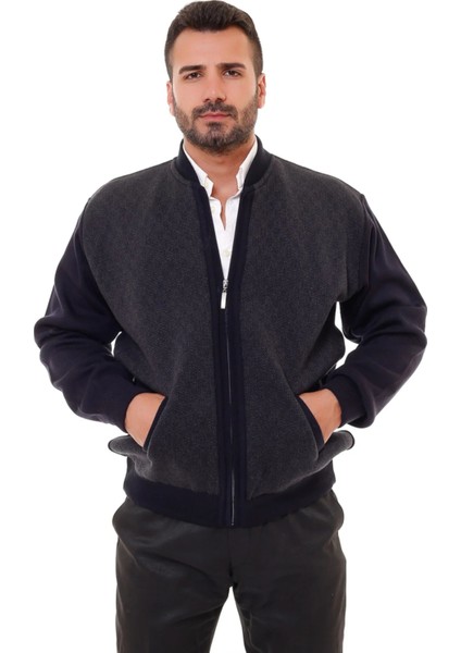 Çelik Örgü Astarlı Fermuarlı Triko Erkek Hırka Battal Boy Baba