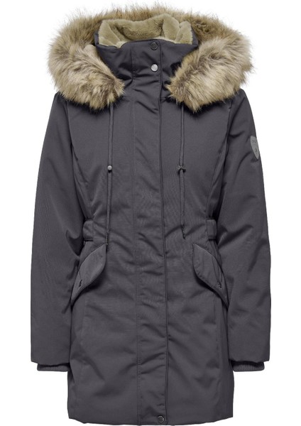 Kadın Only Onlnewprıska Parka – Kapüşonlu, Suni Kürklü, Uzun Kollu, Siyah Kışlık Mont fiyatları