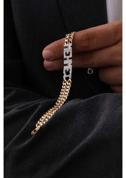 14 Ayar Gurmet Isimli Altın Erkek Bileklik modelleri