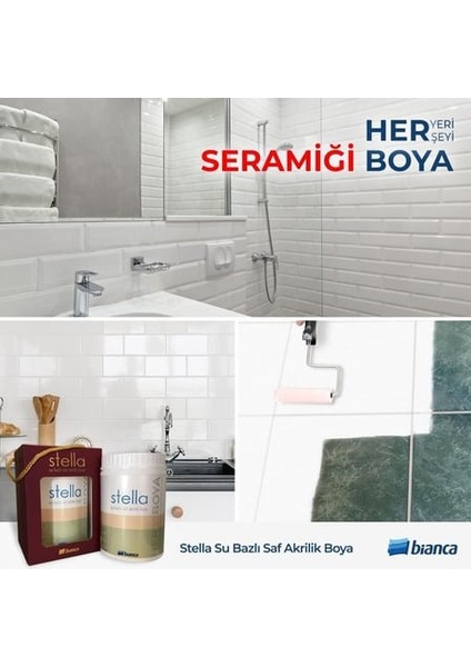 Stella Fayans Boyama Seti 1 Lt Boya + Maximo Sıvı Cam + Derzmatik Beyaz + Derz Kazıyıcı modelleri