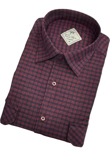 Klasik Geniş Kesim Ekoseli Flanel Çift Cepli Uzun Kollu Erkek Gömlek