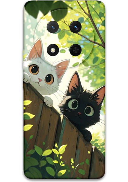 Honor Magic 7 Lite Uyumlu Kedi Desenli Telefon Kılıfı + Ekran Koruyucu - 5785