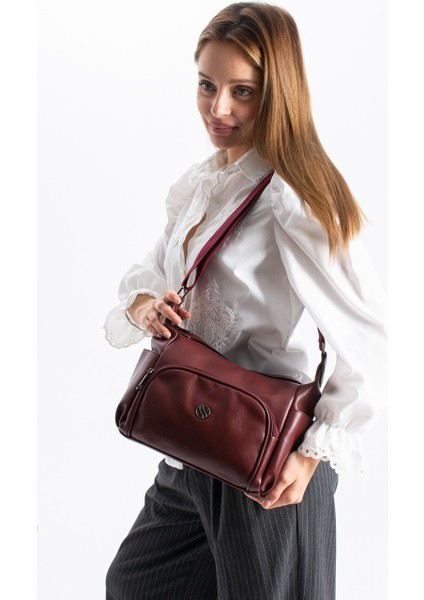 Kadın Ayarlanabilir Çapraz Askılı Çok Gözlü Suni Deri Omuz Çantası 1434