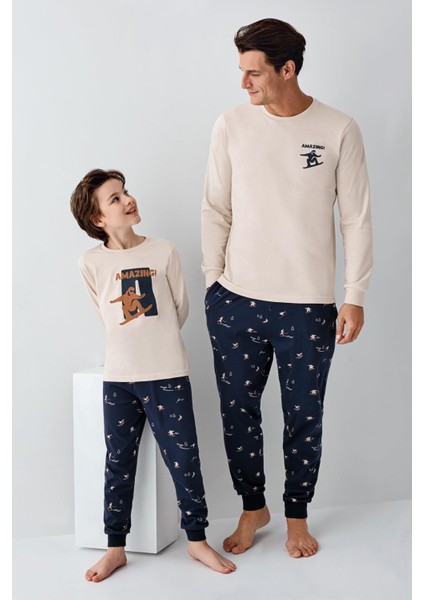Erkek Çocuk Amazing %100 Pamuk 4 Mevsim Baba-Oğul Uzun Kollu Pijama Takım fiyatları