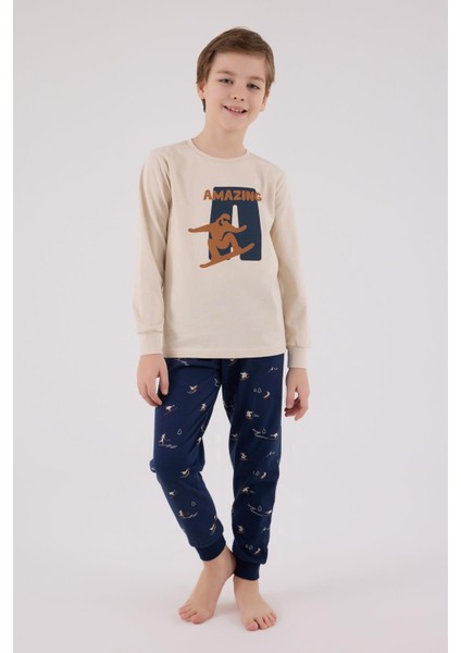 Erkek Çocuk Amazing %100 Pamuk 4 Mevsim Baba-Oğul Uzun Kollu Pijama Takım modelleri