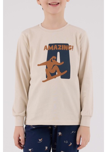 Erkek Çocuk Amazing %100 Pamuk 4 Mevsim Baba-Oğul Uzun Kollu Pijama Takım indirimleri