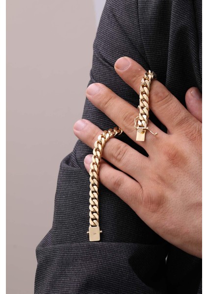 14 Ayar Gurmet Zincir Altın Erkek Bileklik modelleri