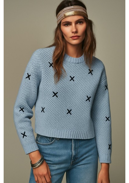 Fiyonklu Ajurlu Oversize Kazak