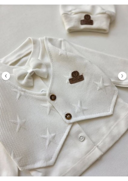 Organik Lüx Smokin Zıbın Seti 0-3 Ay Yeni Doğan Erkek Bebek Hastane Çıkışı 5 Li Kutulu Premium Ürün indirimleri