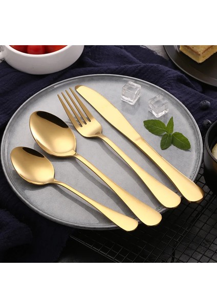 Premium Kalite Bpa'sız Paslanmaz Çelik Çatal, Kaşık ve Bıçak Seti Altın Renk 4 Parça (24+ Ay) modelleri