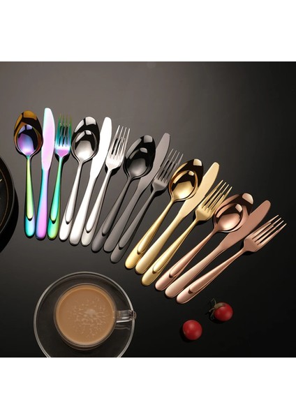 Premium Kalite Bpa'sız Paslanmaz Çelik Çatal, Kaşık ve Bıçak Seti Altın Renk 4 Parça (24+ Ay) fırsatları