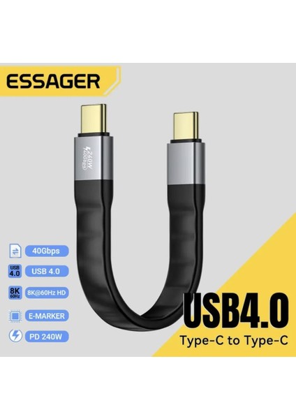 Thunderbolt 4 Usb 4.0 E-Marker Akıllı Çip 240W 40Gbps 8K+4K Type-C Video Görüntü Hızlı Şarj ve Data Video Kablosu Ce Lisanslı Sertifikalı Orjinal