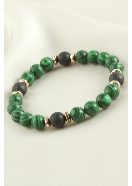 Techmrt Malahit Doğaltaş Bileklik-Yeşil