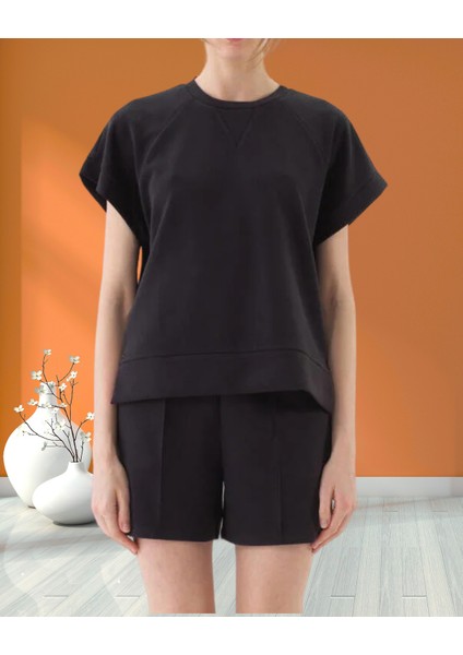 xint Kadın Bisiklet Yaka Oversize Modal Kumaş Bluz