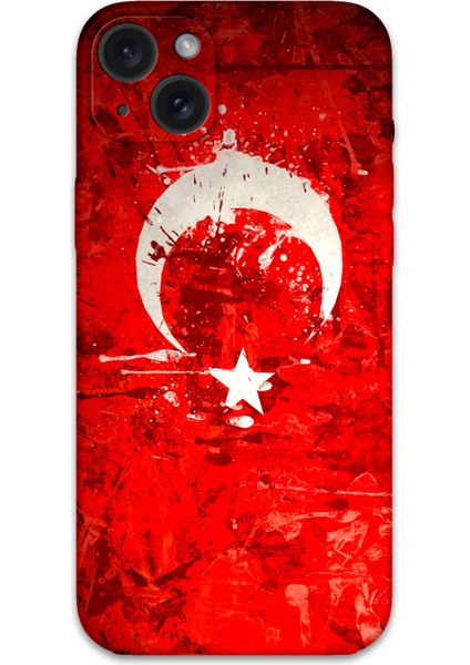 iPhone 15 Plus Uyumlu Türk Bayrağı Desenli Telefon Kılıfı + Ekran Koruyucu - 5847