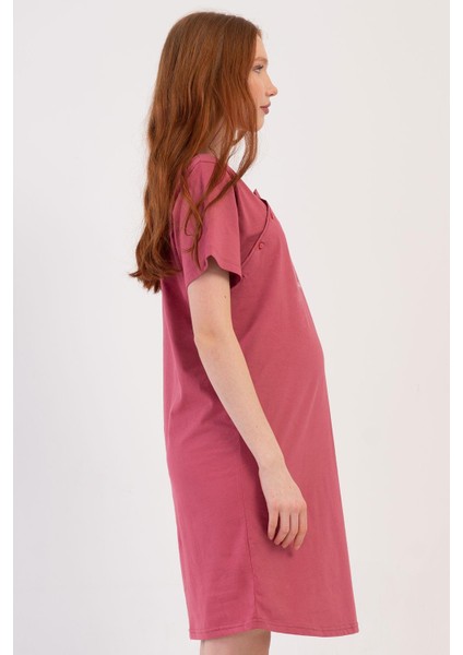 Kadın Kısa Kollu Emzirme Kolaylıklı Bordo Renk Lohusa Tunik C2T3N1014 fiyatları