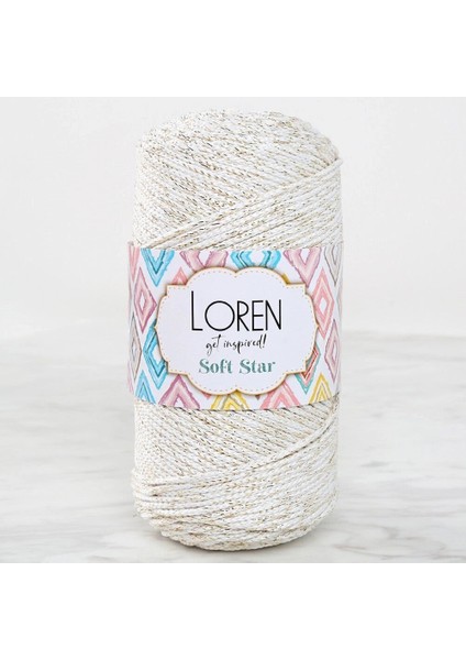 Loren Soft Star Makrome Ipi Sarı Simli Krem RM103