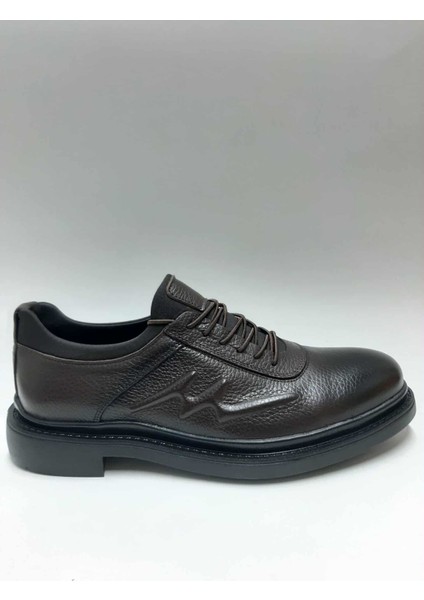 Hakiki Deri Topuklu Kauçuk Taban Kahverengi Geniş Kalıp Kışlık Erkek Ayakkabı C-9816064MRTT