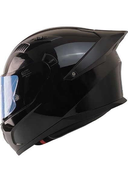 Motosiklet Kask Ece 22.R06 Double Vizörlü Full Face Spoiler Motor Kaskı Siyah