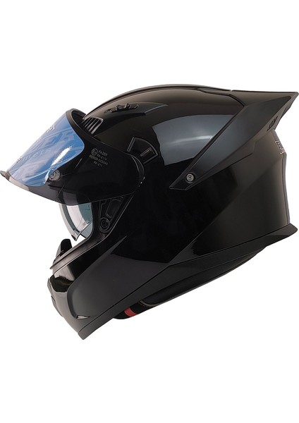 Motosiklet Kask Ece 22.R06 Double Vizörlü Full Face Spoiler Motor Kaskı Siyah fiyatları