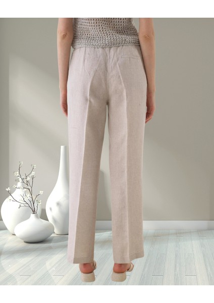 xint Kadın Naturel Beli Lastikli ve Bağcık Kapamalı Oversize Keten Basic Pantolon fırsatları