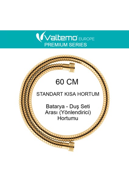 | Valtemo 60 cm Gold Batarya – Duş Seti Bağlantı Hortumu - Ara Hortum