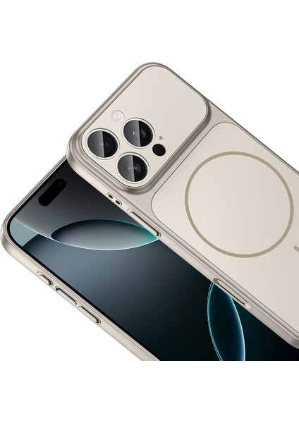 Iphone 15 Pro Max Kılıf M-Safe Şarj Özellikli Kamera Camlı Formen Kapak-Gri fiyatları