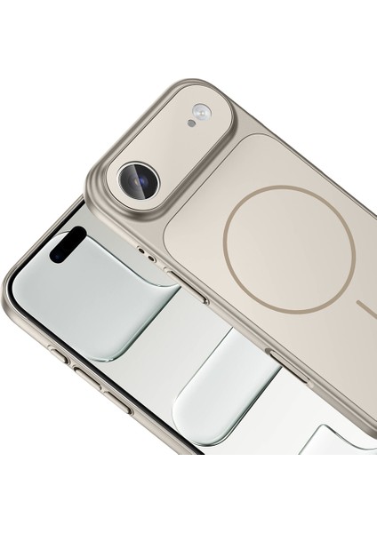 Iphone 17 Air Kılıf M-Safe Şarj Özellikli Kamera Camlı Formen Kapak-Gri + Nano Ekran Koruyucu modelleri