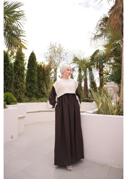 Ankanoor Önlüklü Oversize Keten Elbise ANKA255095