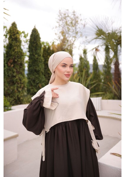 Ankanoor Önlüklü Oversize Keten Elbise ANKA255095 indirimleri