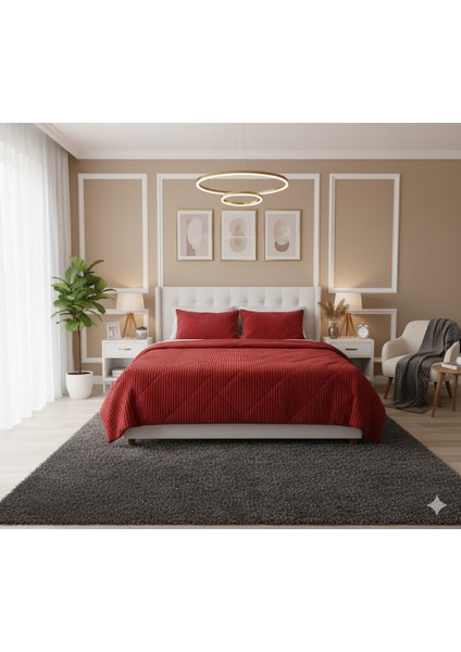 Comfort Yorgan Seti Çift Kişilik Stripe Bordo