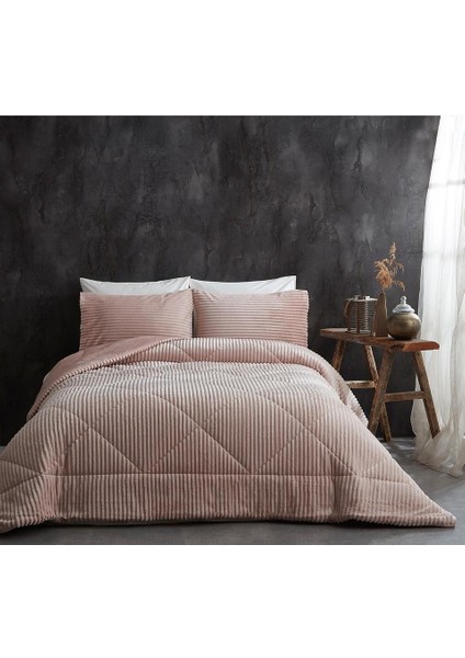 Comfort Yorgan Seti Çift Kişilik Stripe Cappucino