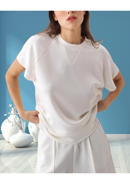 xint Kadın Bisiklet Yaka Oversize Modal Kumaş Bluz