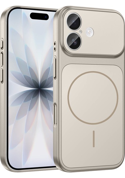 Iphone 16 Kılıf M-Safe Şarj Özellikli Kamera Camlı Formen Kapak-Gri