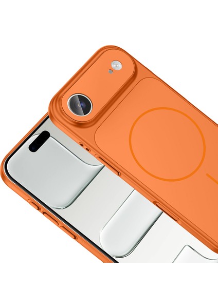 Iphone 17 Air Kılıf M-Safe Şarj Özellikli Kamera Camlı Formen Kapak-Turuncu + Tam Kaplayan Antistatik Esd Ekran Koruyucu modelleri
