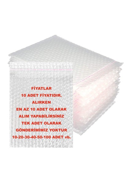 Patlayan Baloncuklu Kargo Poşeti 10 Adet (Ağzı Çift Bantlı) Zarf 25X25+5 cm
