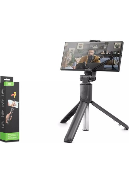 ND1042 Tripod Selfie Çubuğu - Bluetooth 5.0 Uzaktan Kumandalı 100CM Siyah