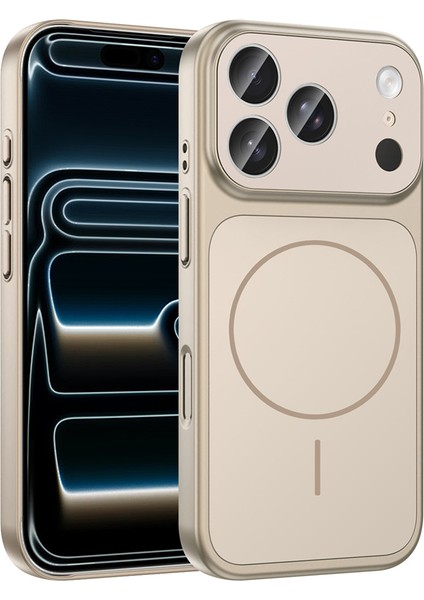 Iphone 17 Pro Max Kılıf M-Safe Şarj Özellikli Kamera Camlı Formen Kapak-Gold + Tam Kaplayan Antistatik Esd Ekran Koruyucu fiyatları