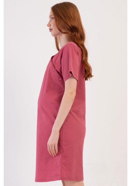 Kadın Kısa Kollu Emzirme Kolaylıklı Bordo Renk Lohusa Tunik C2T3N1014 modelleri