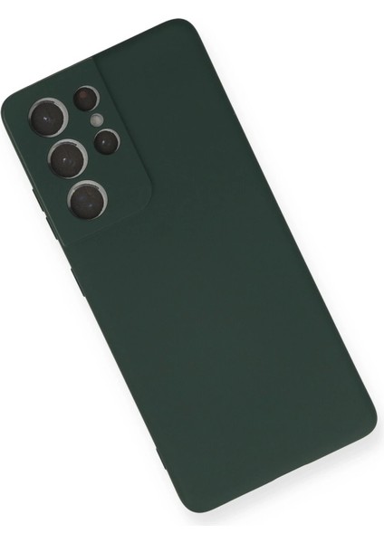 Samsung Galaxy S21 Ultra Kılıf Nano Içi Kadife Silikon - Koyu Yeşil