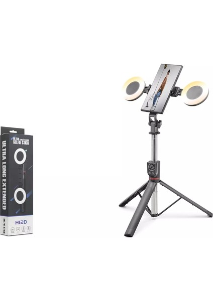 ND1033 Tripod Selfie Çubuğu - 182CM, Bluetooth 5.0, Işıklı, Uzaktan Kumandalı