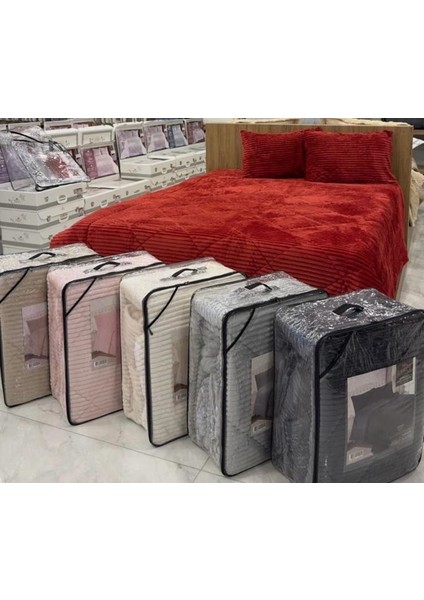 Comfort Yorgan Seti Çift Kişilik Stripe Pudra fiyatları