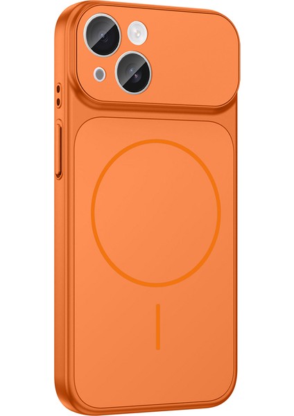 Iphone 14 Kılıf M-Safe Şarj Özellikli Kamera Camlı Formen Kapak-Turuncu + Tam Kaplayan Hayalet Ekran Koruyucu fırsatları