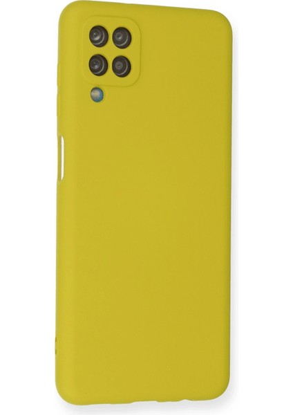 Samsung Galaxy A12 Kılıf Nano Içi Kadife Silikon - Sarı