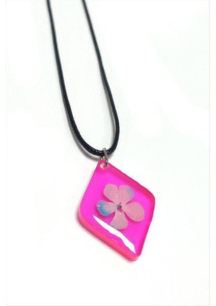 Techmrt Kartopu Çiçeği Baklava Dilimli Epoksi Kolye-Pembe modelleri