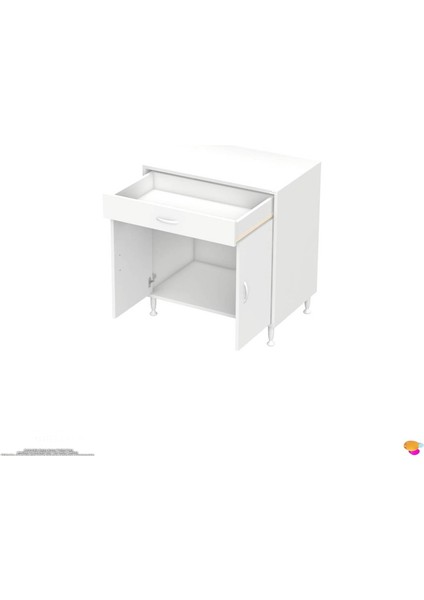 Asel (Xl) Set Ocak Altı Dolap 1 Çekmece Çift Kapaklı ve 1 Gözlü Tüp Bölmeli Beyaz Dolap 70X88X48 cm