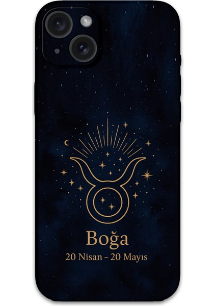 iPhone 15 Plus Uyumlu Boğa Burcu Desenli Telefon Kılıfı + Ekran Koruyucu - 5769
